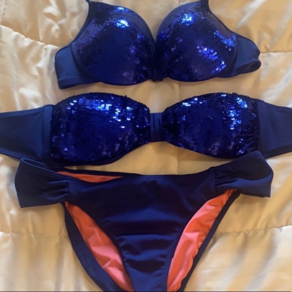 Blue Victoria’s Secret PINK bikini - push up top x bottoms only